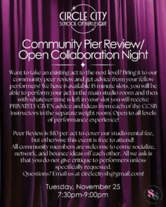 CCSB Community Peer Review/Collab Night @ She Shop Fitness Studio